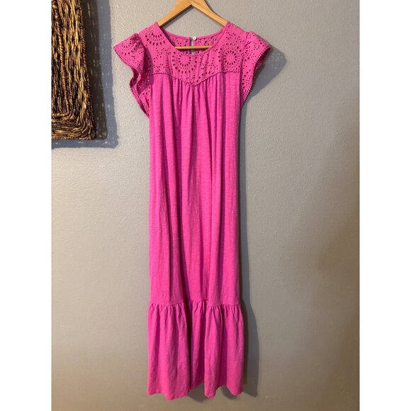 Boden Maxi Dress 8 L Cotton Colorful Smocked Pockets Short Sleeve Washable NEW - Picture 10 of 16